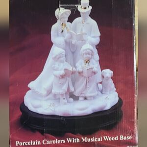 White Porcelain Gold Accents of Family of Carolers Christmas